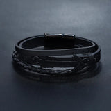 Retro Cowhide Bracelet Stainless Steel Braided Leather Bracelet Men's Jewelry
