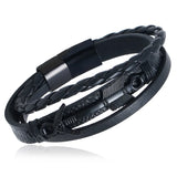 Retro Cowhide Bracelet Stainless Steel Braided Leather Bracelet Men's Jewelry