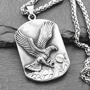 Embossed Eagle Pendant Necklace Hipster Style Sweater Chain