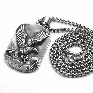 Embossed Eagle Pendant Necklace Hipster Style Sweater Chain