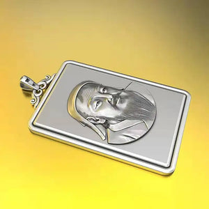 Retro Genghis Khan Silver Pendant Necklace Male Accessories