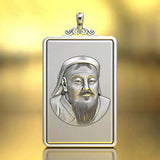 Retro Genghis Khan Silver Pendant Necklace Male Accessories