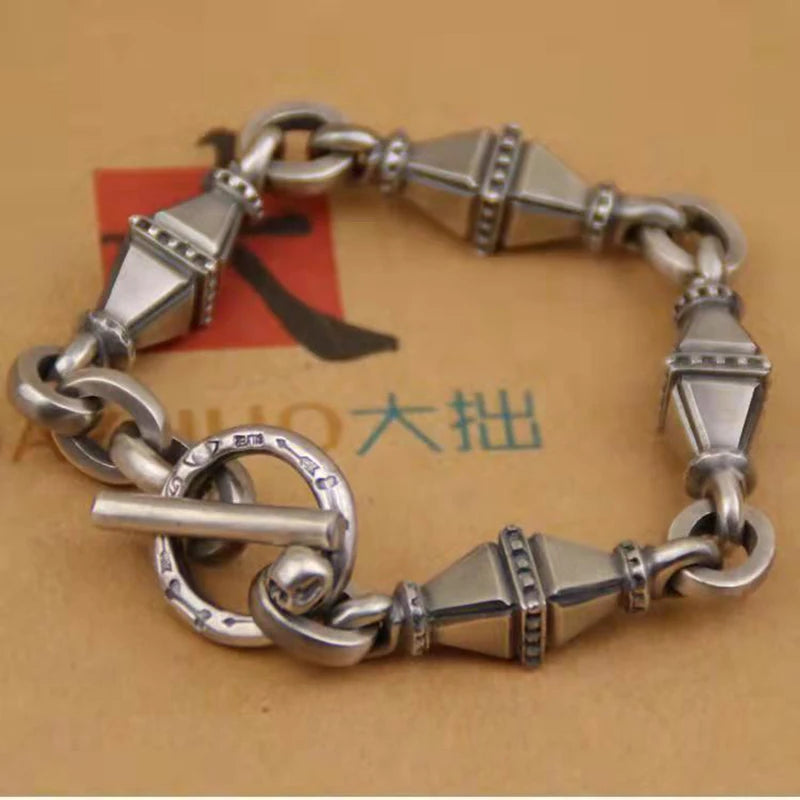 Retro Double Tower Bracelet Men's Thick Bracelet Motorcycle Style Heavy Jewelry