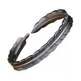 Retro Feather Bracelet Yunnan Snowflake Silver Open Bracelet