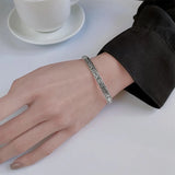 Retro Female Minority Embossed Small Fish Bangle Silver Plated