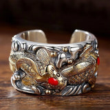 Retro Fortune Pawn Lucky Fish Koi Men's Open Ring