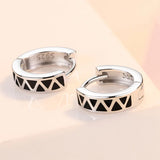 Geometric Triangle Lattice Silver Earrings for Women