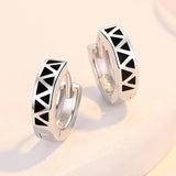 Geometric Triangle Lattice Silver Earrings for Women