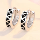 Geometric Triangle Lattice Silver Earrings for Women