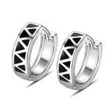 Geometric Triangle Lattice Silver Earrings for Women