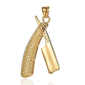 Retro Haircut Razor Shape Pendant Necklace for Men