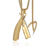 Retro Haircut Razor Shape Pendant Necklace for Men