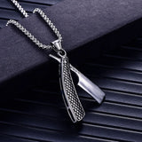 Retro Haircut Razor Shape Pendant Necklace for Men