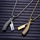 Retro Haircut Razor Shape Pendant Necklace for Men