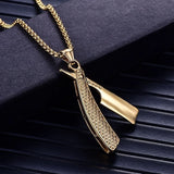 Retro Haircut Razor Shape Pendant Necklace for Men