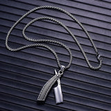 Retro Haircut Razor Shape Pendant Necklace for Men
