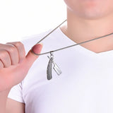 Retro Haircut Razor Shape Pendant Necklace for Men
