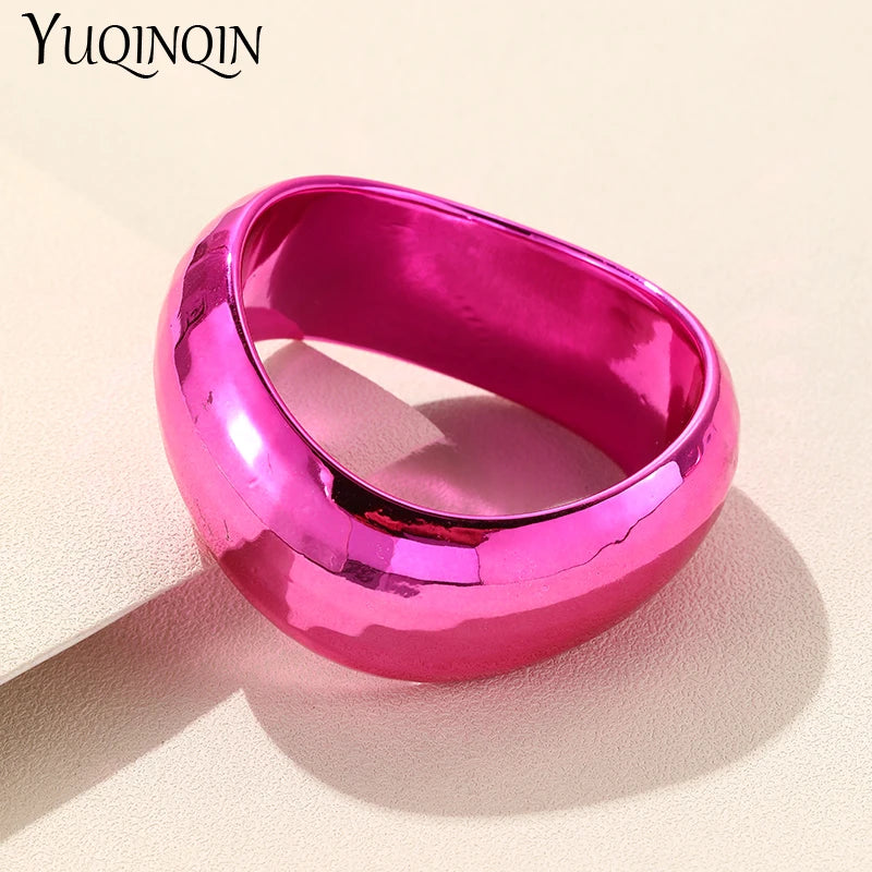 Retro Irregular Wide Bangle Resin Thick Bracelet Vintage Indian Jewelry