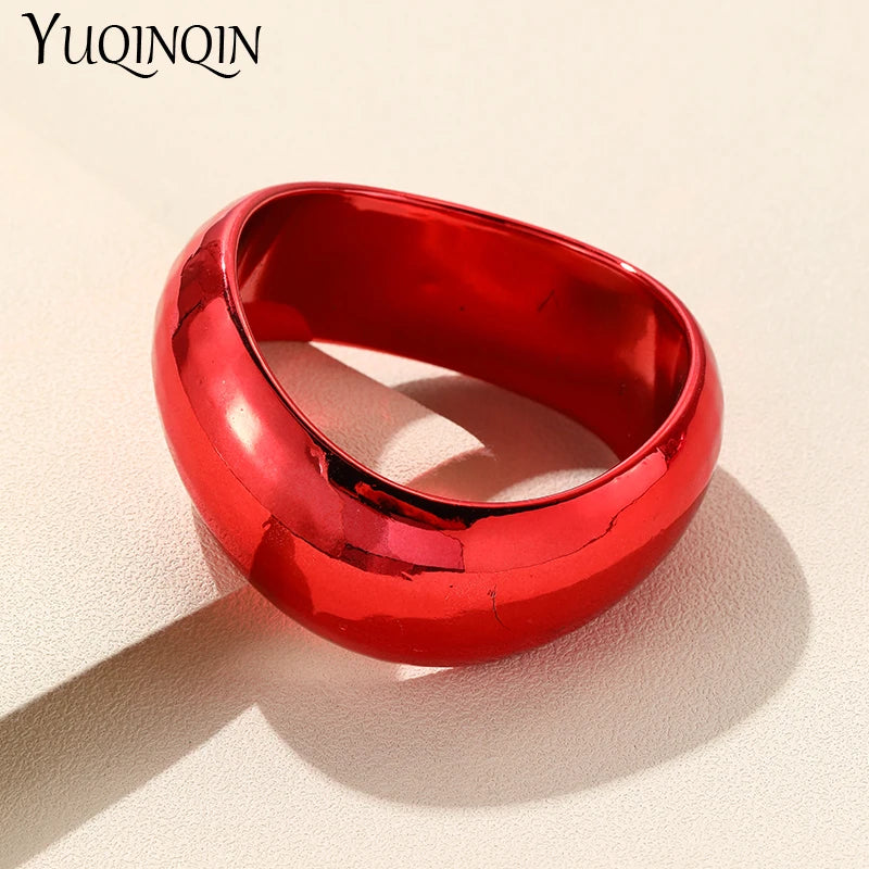 Retro Irregular Wide Bangle Resin Thick Bracelet Vintage Indian Jewelry
