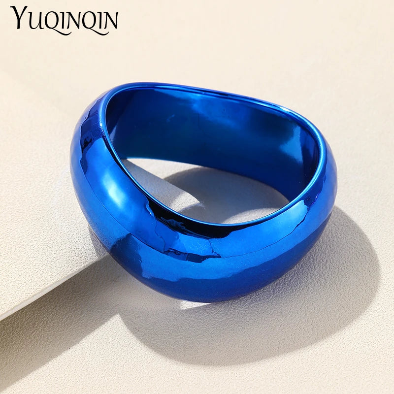 Retro Irregular Wide Bangle Resin Thick Bracelet Vintage Indian Jewelry