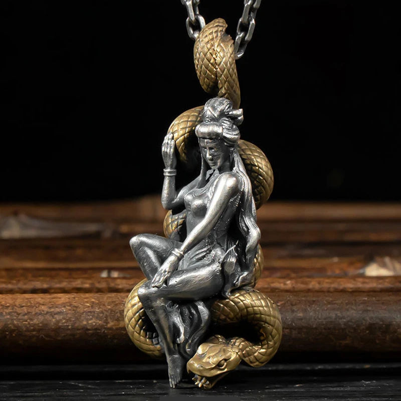 Vintage Femme Fatale Silver Necklace for Men