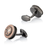 Retro Laser Flower Double Layer Alloy Cufflinks