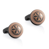 Retro Laser Flower Double Layer Alloy Cufflinks