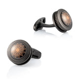 Retro Laser Flower Double Layer Alloy Cufflinks