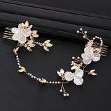 Retro Leaf Flower Headband Pearl Crystal Wedding Hair Accessories