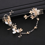 Retro Leaf Flower Headband Pearl Crystal Wedding Hair Accessories