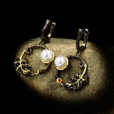 Leaf Ring Freshwater Pearl Earrings Noble Jewelry