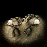 Leaf Ring Freshwater Pearl Earrings Noble Jewelry
