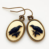 Retro Oval Crow Drop Earrings Ethnic Dangle Jewelry