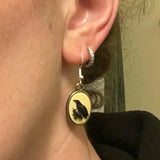 Retro Oval Crow Drop Earrings Ethnic Dangle Jewelry