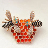 Personalized Hollowed Out Enamel Honeycomb Brooch Bee Pin