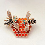 Personalized Hollowed Out Enamel Honeycomb Brooch Bee Pin