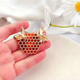 Personalized Hollowed Out Enamel Honeycomb Brooch Bee Pin