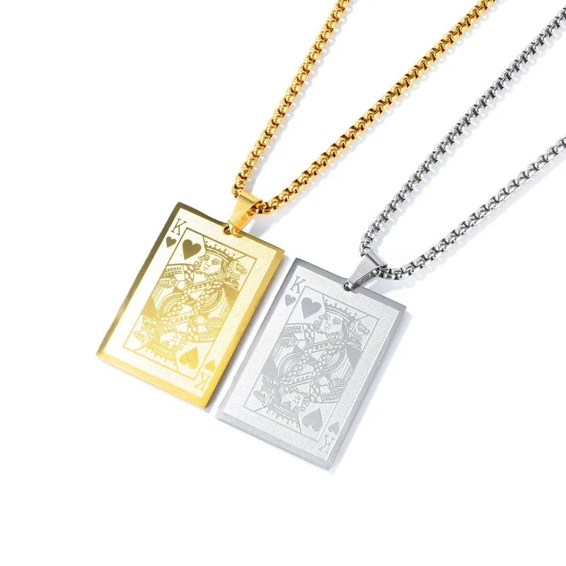 Retro King K Pendant Necklace Men's Metal Accessories