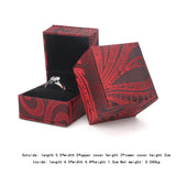 Red Square Golden Silk Brocade Jewelry Ring Box with Plush Slot