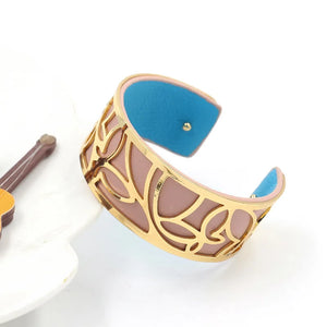 Retro PU Leather Bracelet For Women Metal Bangles Gift