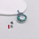 Retro Silk Double Sided Blessed Bag Enamel Pendant