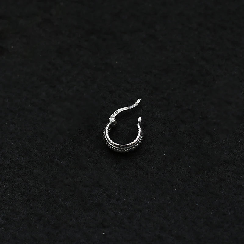 S925 Sterling Silver Earrings Hollow Stud Open Beetle Shape Rock Style