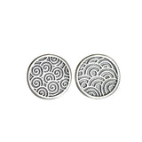 925 Silver Water Ripple Stud Earrings Retro Style Jewelry