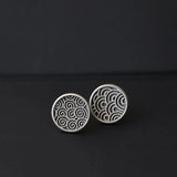 925 Silver Water Ripple Stud Earrings Retro Style Jewelry