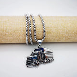 Retro Silver Big Truck Pendant Necklace Mens Driver Jewelry Punk Van Necklace