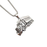 Retro Silver Big Truck Pendant Necklace Mens Driver Jewelry Punk Van Necklace
