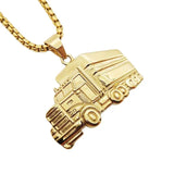 Retro Silver Big Truck Pendant Necklace Mens Driver Jewelry Punk Van Necklace