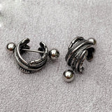 Retro Feather Titanium Steel Earrings Men's Punk Hip Hop Accessories