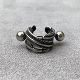 Retro Feather Titanium Steel Earrings Men's Punk Hip Hop Accessories