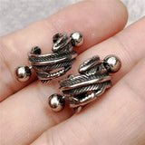 Retro Feather Titanium Steel Earrings Men's Punk Hip Hop Accessories